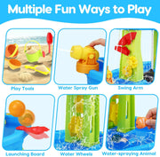 Mesa de agua para exteriores Lypsochaat para niños, juegos de agua para exteriores para niños, juguetes de actividades de verano para jardín y playa, juguete de exterior juego de agua para niños y niñas de 2 3 4 5 años azul
