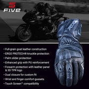 FIVE Guantes de moto RACING, RFX4 EVO, Guantes deportivos polivalentes para carretera y circuito