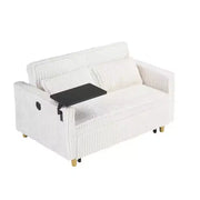 Sofá convertible que ahorra espacio TUYOHW, sofá cama de pana con mesa móvil y puerto USB, sofá de dos plazas multifuncional para sala de estar