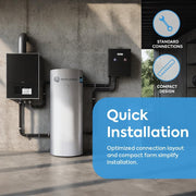 TECHGLOBE - Acumulador de agua caliente sanitaria con 2 intercambiadores de calor (1,8 + 3,1 m²) - Fabricado íntegramente en acero inoxidable - Depósito de agua caliente energéticamente eficiente - con aislamiento de 50 mm (300 L)