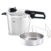 Olla a presión Fissler Vitavit Premium 6L 22cm de acero inoxidable, 4 niveles de cocción, incluye cestillo, fabricada en Alemania, apta para inducción