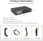 Módulo de modificación inalámbrico AUTOABC CarPlay/Android Auto para BMW sistema NBT serie 3/4/5/6/7 X1/X3/X4/X5/X6 2012-2016, compatible con Mirrorlink y funciones originales del vehículo.