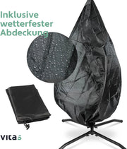 Sillón colgante con soporte, cesta tipo huevo, mecedora de ratán, diseño para interior y exterior, capacidad de carga de 150 kg, gris