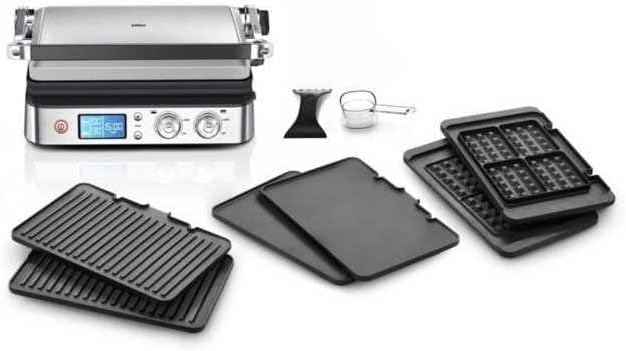 Braun MultiGrill 9 CG 9047, Parrilla Eléctrica con Placas para Grill, Cocción, Gofres, 2 Termostatos Independientes, 3 Posiciones de Cocción, Placas Aptas para Lavavajillas, 2000W, Negro/Acero Inoxidable