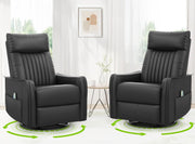 Sillón de masaje con función reclinable, sillón relax con calor y masaje, sillón de TV giratorio 360° para salón, mecedora con reposacabezas acolchado, 2 bolsillos laterales