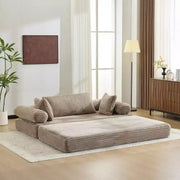 Sofá cama convertible de pana, 2 plazas, color gris oscuro / gris / verde / azul marino