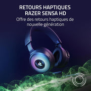 Razer Kraken V4 Pro - Auriculares inalámbricos para juegos con centro de control - Tecnología háptica Sensa HD (centro de control OLED, transductores Triforce de 40 mm, HyperSpeed y Bluetooth, audio espacial THX, RGB) Negro