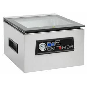 METRO Professional Envasadora al vacío de campana GVS1200, acero inoxidable/cristal, 37.2x44.3x24.9 cm, 7 L, Bomba 70 l/min, temporizador, 5 funciones, Plata