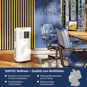 SUNTEC Aire acondicionado portátil Impuls 2.6 Eco R290 – Aire acondicionado móvil y silencioso con tubo de escape – Enfriador y deshumidificador para habitaciones de hasta 34 m² – Refrigeración móvil para hogar y oficina – 9.000 BTU | 2600 vatios