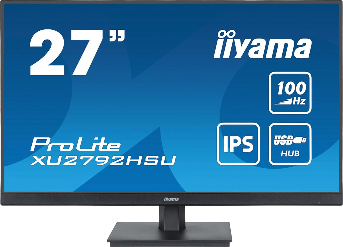 Monitor iiyama Prolite 27" XU2792HSU-B6, Slim, IPS, 1920x1080 @100Hz, 0.4ms, 250 CD/m², HDMI, DisplayPort, concentrador USB, altavoces, TCO, VESA 100x100