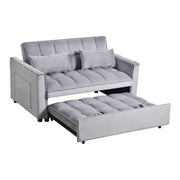 Sofá cama extraíble moderno, sofá cama 3 en 1 con respaldo ajustable, sofá biplaza de terciopelo, almohadas y bolsillos laterales