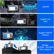 Escáner de diagnóstico OBD2 ArtiDiag 500, 4 sistemas: motor, ABS, SRS, transmisión; 6 funciones de servicio, AutoVIN, Android 11, cable, 5 pulgadas