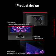ROG Strix OLED XG27ACDNG - 27 pulgadas, panel QD-OLED QHD 1440p, 360 Hz, 0,03 ms, disipador térmico personalizado, antiparpadeo, Care+, compatible con G-Sync, 99 por ciento DCI-P3