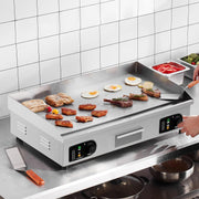 Plancha Eléctrica VEVOR 4400 W, Plancha Comercial, Placa de Cocción de Hierro y Acero Inoxidable, Temperatura Ajustable 50-300 °C, 2 Espátulas y 2 Cepillos, para Restaurante, Barbacoa y Snack-Bar