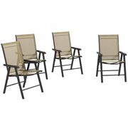 Juego de 4 sillas plegables para patio Outsunny con un diseño sencillo y elegante, cómodas para la terraza, el jardín, el patio y para viajar.