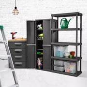 Gabinete organizador de almacenamiento de 4 estantes ajustables para garaje Sterilite, paquete de 2, gris