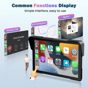 Pantalla CarPlay para moto con CarPlay y Android Auto, GPS portátil de 7 pulgadas para moto, impermeable, compatible con música Bluetooth, navegación, Siri/Google Assistant, soporte magnético: fácil de instalar y desmontar