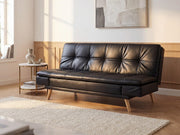 Sofá cama extensible de 3 plazas Zarina de Vente-unique, piel sintética, negro