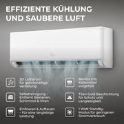 Aire acondicionado split Kältebringer A+++ R290 12000 BTU (3,7 kW) - con función de calefacción, WiFi y App, hasta 60 m², muy silencioso, tubería de cobre de 5 m, refrigerante R290, material de montaje, soporte de pared