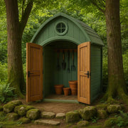 Cobertizo de jardín de resina verde exterior Forest 120 cm × 100 cm × 200 cm, Verde