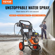 VEVOR Hidrolavadora a gasolina, 3400 PSI, lavadora de alta presión a gas, 10 L/min, con bomba de aluminio, pistola pulverizadora, extensión y 5 boquillas para coche, casa, entrada, vertical
