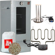 Ahumador Eléctrico ITA 7000 - Conjunto de Ahumador con Calefacción, Generador de Humo - Armario de Ahumado con Ventana y Termómetro - Aleación de Acero - Calidad UE, 81 cm con 3 Niveles