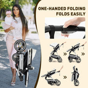 Cochecito 3 en 1 Gcarebb, silla de paseo con portabebés, cochecito completo con altura ajustable, cochecito combinado con marco de aluminio para recién nacidos de 0 a 4 años