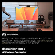 Lámpara de monitor ScreenBar Halo 2 con luz trasera, USB, 5 W, 2700–6500 K, regulable, sensor de movimiento, mando inalámbrico, para monitores de 0,43–6 cm