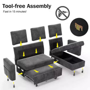 Sofá cama seccional Dyonery de 81", sofá cama en forma de L con chaise longue de almacenamiento reversible, USB, respaldo reclinable