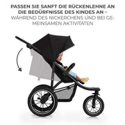Cochecito Kinderkraft HELSI 2 hasta 27 kg, cochecito desde el nacimiento, cochecito deportivo con grandes ruedas neumáticas, función de reclinado, manillar ajustable, plegable, cesta inferior, negro