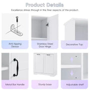 Gabinete de almacenamiento para baño con puertas y cajones, cesto para ropa abatible, espacio de almacenamiento múltiple, estilo independiente