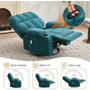 Sillón reclinable extragrande para adultos, sofá mecedor giratorio manual, bolsillos laterales y portavasos para personas altas y grandes, sala de estar