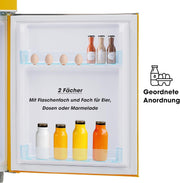 Refrigerador con congelador Merax, combinación frigorífico-congelador, frigorífico pequeño con 51L y congelador de 21L, silencioso, LED, estantes de vidrio, cajón para verduras, estantes en la puerta, para cocina, sala de estar, oficina, negro