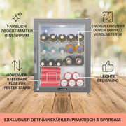 Mininevera Klarstein con puerta de cristal para habitaciones, refrigerador de bebidas con estantes ajustables, pequeño de 80 litros, frigorífico silencioso para interiores/exteriores