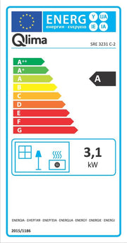 Estufa de parafina electrónica Qlima SRE 3231C2 3,1 KW para un volumen de 120m3/48m2, sistema antiolor, regulación de temperatura, gris plata