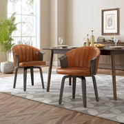 Sillas de comedor giratorias de madera curvada y PU (juego de 2)