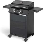 Barbacoa eléctrica Enders® eCRAVE 2, con parrilla de hierro fundido, carro con gran espacio de almacenamiento, sistema de limpieza SIMPLE CLEAN™, 2 potentes elementos calefactores, tapa de cocción estable con termómetro integrado #97116