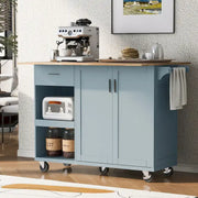 Isla de cocina con encimera plegable, carrito de almacenamiento para cocina con estante extraíble, toallero y cajón, ruedas giratorias
