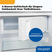 Frigorífico con congelador Exquisit, 120 litros, congelador de 4 estrellas, frigorífico de libre instalación, KS516-4-H-010D blanco