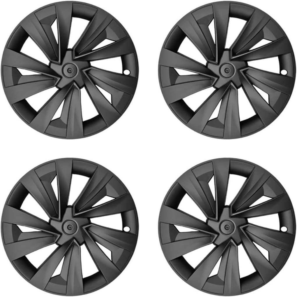 Juego de tapacubos Tesla Model Y de 19 pulgadas, diseño Helix, negro mate, 4 piezas, para llantas Crossflow de Juniper 2025+