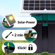 VOSS Power XXL B 12.000-S, 10.800V Potente pastor eléctrico solar 9V 12V, incl. batería de 55Ah y señal de advertencia, módulo solar de alta eficacia, para caballos, ponis, perros, gatos, garzas, ganado, cerdos