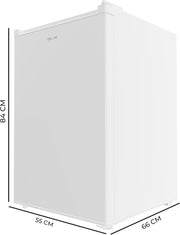 Congelador vertical Cecotec 97 L Bolero CoolMarket TF 97 White. Clase energética E, diseño compacto, puerta reversible, 3 cajones, dimensiones 55,1 x 57,5 x 83,5 cm, color blanco