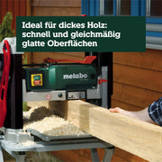 Regruesadora metabo DH 330, portátil, 1800 W, cuchillas HSS, capacidad de paso 330 x 152 mm, boquilla de aspiración, empujador de material