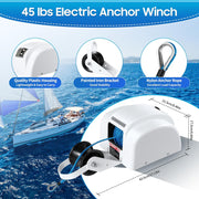 DAOHHFO Molinete eléctrico de 45 libras 12 V para agua salada - Cabrestante con control remoto de 30 m - Para agua salada - 21,3 m/min
