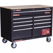 46 pulgadas ancho x 24 pulgadas profundidad, caja de herramientas profunda de 9 cajones, negro brillante, banco de trabajo móvil