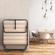 Cama plegable GOPLUS 80x190 cm, cama supletoria con colchón, estructura de acero, cama individual para adultos para dormitorio y oficina (beige)