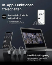 Auriculares de conducción ósea Open-Ear S820 Bluetooth 5.3 deportivos IP55, 12 h de reproducción, carga rápida USB-C, micrófono