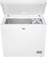 Congelador horizontal Beko CF200CWN, arcón congelador, 198 l de capacidad útil, 1 cesta para congelados, función de congelación rápida, ruedas de transporte, sistema de indicador LED, 40 dB(A), blanco