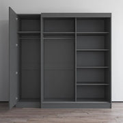 Armario de 2 puertas con espejo, frente de cristal, para 2 personas (Gris / Negro / Blanco)