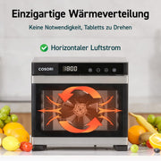 Deshidratador de alimentos COSORI de acero inoxidable, con 50 recetas, incluye 6 bandejas de acero inoxidable, 3 rejillas de secado, 3 láminas para deshidratar, gran superficie de 0,6 m², temporizador de 48 horas, pantalla LED (35°-75°C) y 650 W